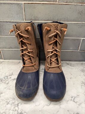Sperry Navy and Brown Lace-Up Waterproof Boots